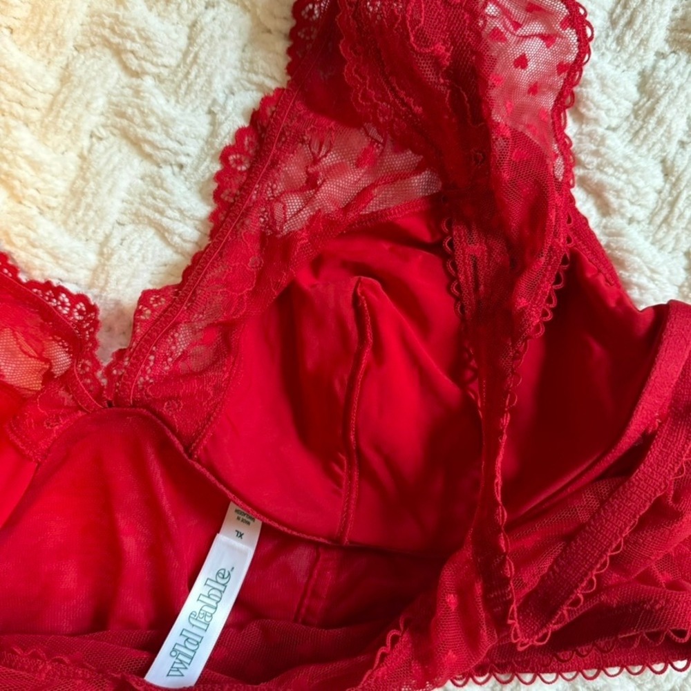 Wild Fable Red Heart Mesh Lace Bralette XL - Picture 5 of 5